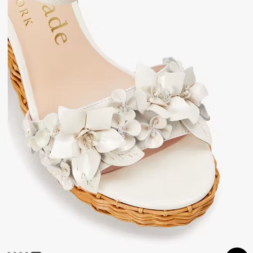 Kate Spade Fiori White Floral Platform Wedge Espadrille Sandals - Picture 3 of 12